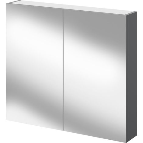 Napoli Gloss Grey 800mm Wall Mounted Mirrored Cabinet (1/5)