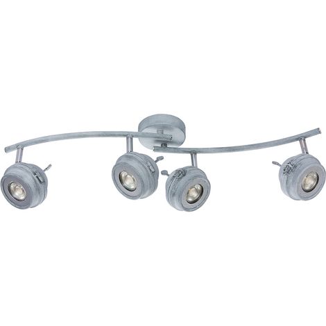 Plafoniera led 4 fiamme plafoniera soggiorno spot barra, faretto orientabile, metallo grigio antico, 4x5W 4x 345lm bianco caldo, LxH 68 x 16 cm (1/5)