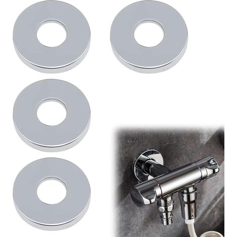 Rosace Mitigeur Douche Acier Inoxydable (3/4 ") Ø 26 mm x Ø 70 mm x hauteur 10 mm 4 Pièces, Rosace Robinet Intérieur, Garniture Pour Robinet De Douche Et Robinets Muraux D'eau Chaude Et Froide (1/5)
