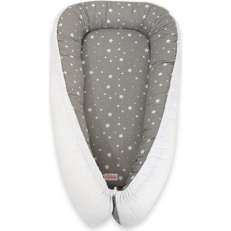 Arrullo para bebé de doble cara Premium BOBONO - mini estrellas blanco/blanco