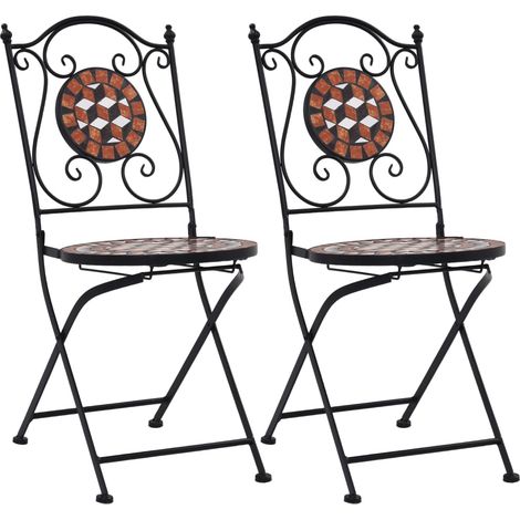 Chaises de bistro Chaises à manger mosaïque 2 pcs Marron Céramique BGT94017 (1/5)