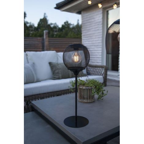 Solar-Tischleuchte ,Sunlight Table', LED Filamente, Metall-Mesh, schwarz, H 45cm