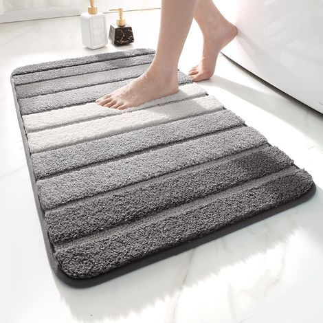 Non-slip bathroom mat, 40 x 60 cm, extra soft, machine washable, water absorbent, grey (1/5)