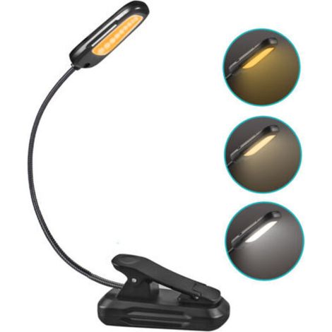 9 LED Reading Light, Rechargeable USB Clip-On Book Light with 9 Brightness Modes and 3 Color Temperatures, 360° Flexible Neck Clamp Lamp for Bed, Book, Night Light and Bedside Lamp (1/5)
