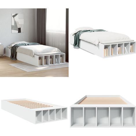 Cadre de lit sans matelas blanc 100x200 cm - Cadre De Lit - Lit Double - Lit Blanc - Meuble Chambre - Rangement Sous Lit - Home & Living