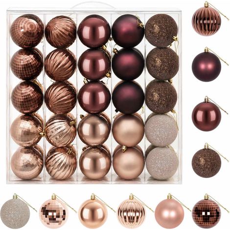 vidaXL Christmas Ball Set 50 pcs Champagne and Brown 8 cm Polystyrene (1/5)