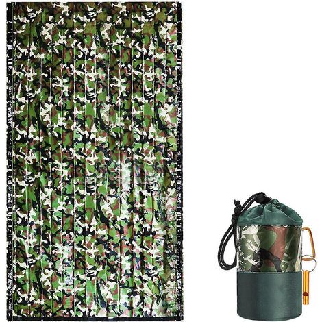 Sac de couchage multifonctionnel, sac de bivouac, couverture thermique légère et imperméable avec sifflet pour le camping et la randonnée en plein air. (1/5)