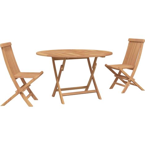 Juego Bistro de Jardín 3 pcs Natural Madera de teca maciza vidaXL