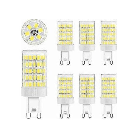 G9 LED-Lampe, Kaltweiß, 10 W, 6000 K (entspricht 80 W), 900 lm, 220 V Wechselstrom, starker 360°-Abstrahlwinkel, 86 x 2835 SMD-LEDs, nicht dimmbar, 6er-Pack