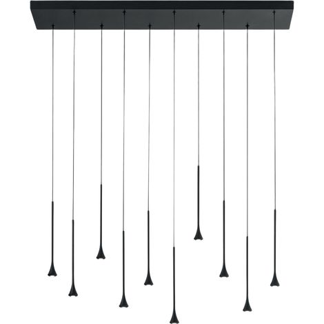 Suspension Led Susa 10 X 5 W 4650 Lm 3000 K, Dimmable, En Métal Noir, Ip20, Hauteur Réglable Jusqu'À 200 Cm - Susa (1/3)