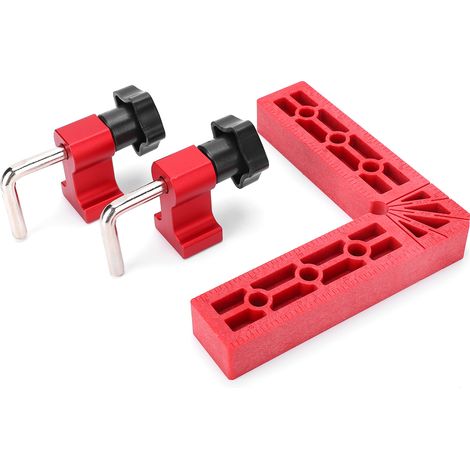 Équerre de positionnement 90° avec serrage, outil de menuiserie en angle droit, gabarit de perçage L, 140x140mm, guide de précision pour bois (1/5)