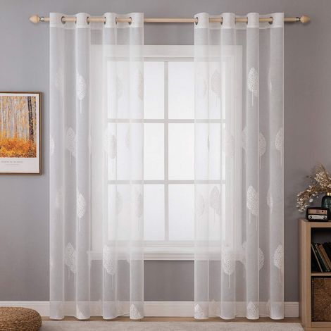 Voile léger 2 panneaux Rideaux à œillets - pour Séjour, Chambre - 140x245 cm (l x H), Tulle fin, Fenêtre (1/5)