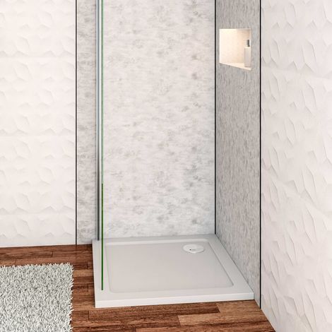 Piatto Doccia 70x70cm Bianco Spessore di 3 cm in Pietra Artificiale e Resina Minerale Mista Piletta Extra Piatta Sottile e Tubo inclusi (1/5)