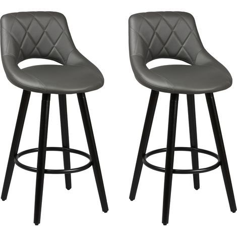 NIELS - Lot de 2 Tabourets Gris (1/3)
