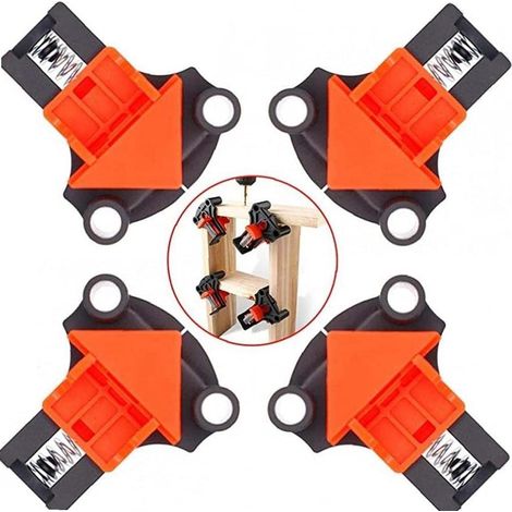 Pinces à Angle d'angle pour Bois 90 degrés Fixateur d'angle Droit DIY Outils à Main DIY Pince à Angle adapté aux armoires de Forage du Bois Faire 4 Pinces à Bois PCS (1/5)