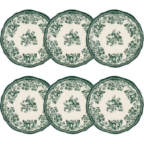Lot de 6 assiettes plates en grès 26cm, FAUSTINE