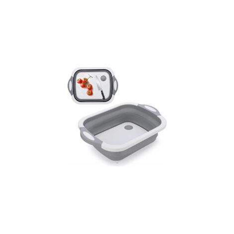 Tagliere pieghevole 3 in 1, lavello, ciotola pieghevole, cestino portaoggetti, cestino da campeggio portatile, scolapiatti da cucina, lavello multifunzionale per cucina di camper e furgoni - Crezuo
