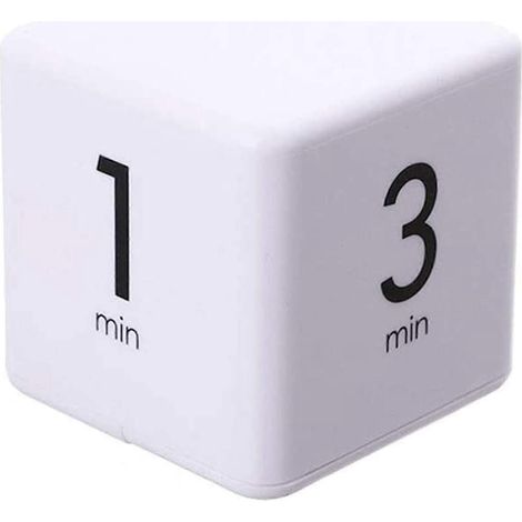 Minuteur de cuisine (blanc, 1-3-5-10 minutes), minuteur cubique avec compte à rebours pour cours de cuisine et formation, réveil numérique avec affichage LED. (1/5)