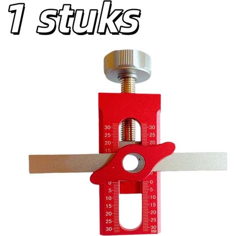 Empaquetado en una sola pieza - Herramientas para la instalación de puertas de armarios - Herramientas para trabajar la madera - Posicionamiento rápido - Altura ajustable - Perforable - Rojo (1/5)