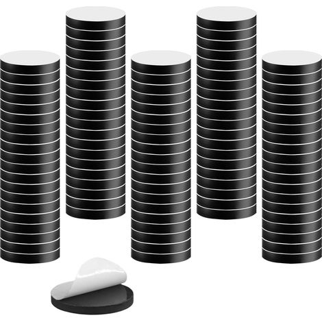 Lot de 100 Noir Rond Aimant Adhesif, 21 mm Petit Aimantée a Coller Plaque Aimantée Adhésive, Flexibles Magnétiques Autocollantes, pour Réfrigérateur, Cuisine, Artisanat, Bricolage et Photos (1/5)