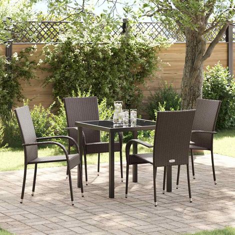 Garten Essgruppe 5 pcs Braun Pulverbeschichteter Stahl (1/5)