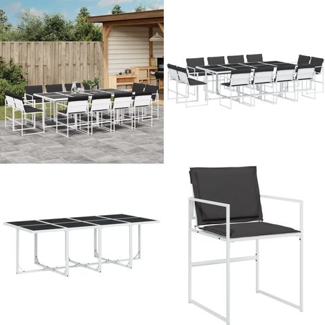 13-tlg. Garten-Essgruppe mit Kissen Weiß Textilene - Gartentisch - Gartenmöbel - Essgruppe - Outdoortisch - Terrassenmöbel - Home & Living (1/5)