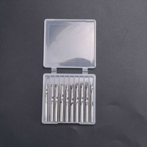 Lot de 10 fraises à défoncer CNC, tige de 1/8 po, fraises à coupe hélicoïdale simple cannelure, kit d'outils de gravure et de sculpture en acier pour MDF, bois, acrylique, PVC