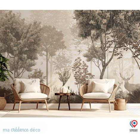Papier peint : Forêt, cerf et biche - Intissé - L.300 x H.280 cm (1/5)