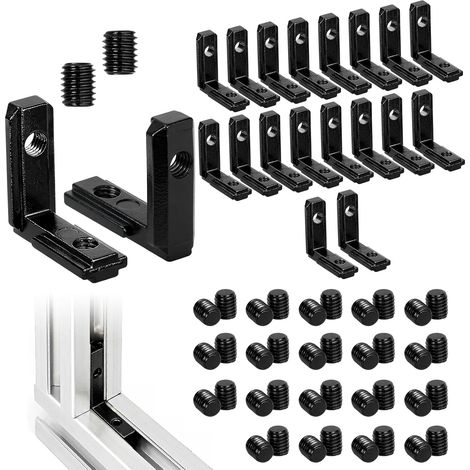 20 Pièces Profilés en Aluminium Equerres Intérieures, 2020 Connecteur en Profile Aluminium avec 40 M5 Vis, Forme L à 90° Support D'angle Droit pour Profilé en Aluminiums Série 20 (1/5)