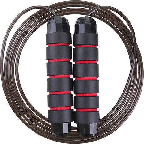Corde à sauter adulte noire - Corde ajustable pour hommes, femmes et enfants - Idéale pour brûler les graisses, s'entraîner à la maison ou en salle. (1/5)