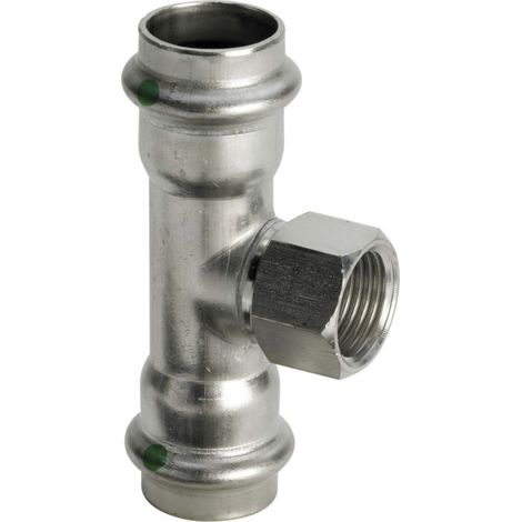Viega Sanpress Inox Tee 437152 18mmxRp 1 / 2x18mm, acier inoxydable, SC-Contur
