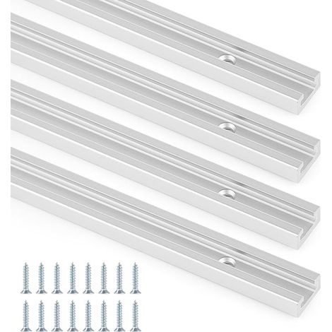 T-Track, 400mm T Track Rail Aluminum, T-Slot for Fixed Routers Table Table Wood Feather Boards, with 6 Self Tapping Screws (30mm) (1/5)