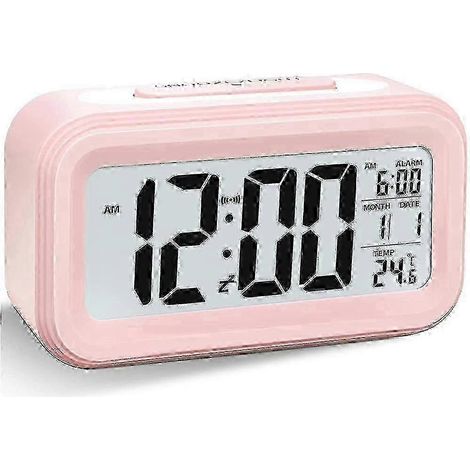 Réveil numérique, réveil LED, réveil de voyage silencieux à piles, rose (1/5)