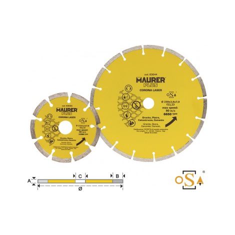 DISCO DIAMANTATO CORONA LASER 230MM MAURER PLUS - CF. BLISTER (EX 86744)