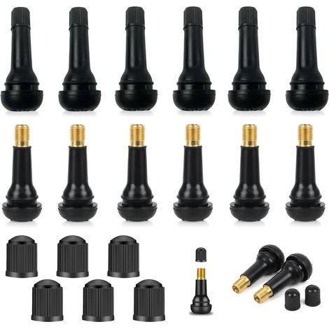 12 Valves en Caoutchouc TR414 - Noires - pour Voiture - Valve Snap-in - Compatible avec Voiture, Vélo, Moto et Tout-Terrain (1/5)