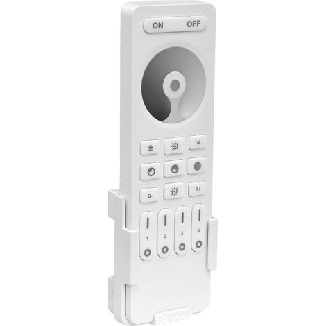 White RC01RF four-component 2.4 GHz monochrome remote control for brightness adjustment, compatible with monochrome controllers