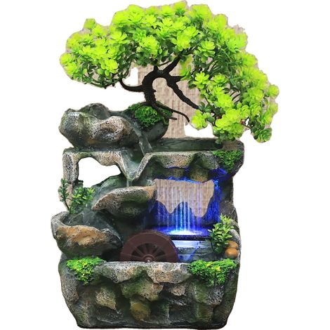 Fontaine de table, lumières LED scintillantes, son de cascade pour la détente (1/2)