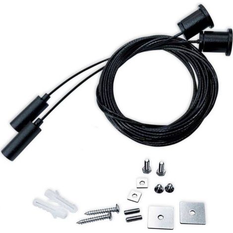 Set de 2 cables de suspensión 2m para perfiles y carriles, negro (1/4)