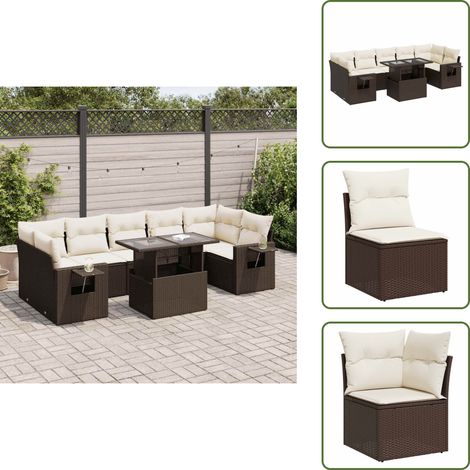 vidaXL Salon de jardin 8 pcs avec coussins marron résine tressée (1/5)