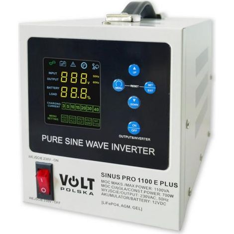 Convertidor VOLT POLSKA SINUSPRO 1100E PLUS 12/230V (700/1100W) [AGM, GEL, LiFePO4]