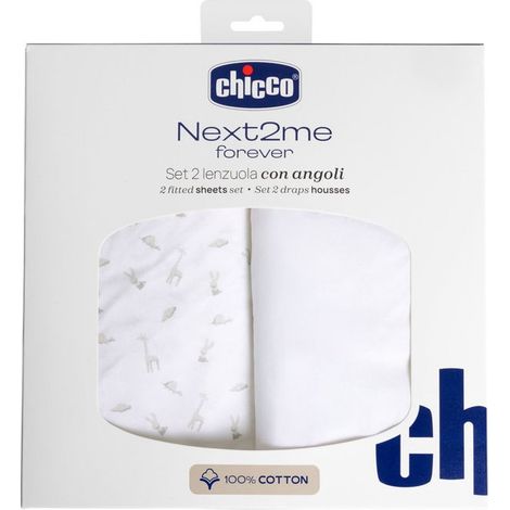 Chicco 8051700581407 Set Lenzuola Next2Me Forever Cloud 100% Cotone 50 x 110 cm
