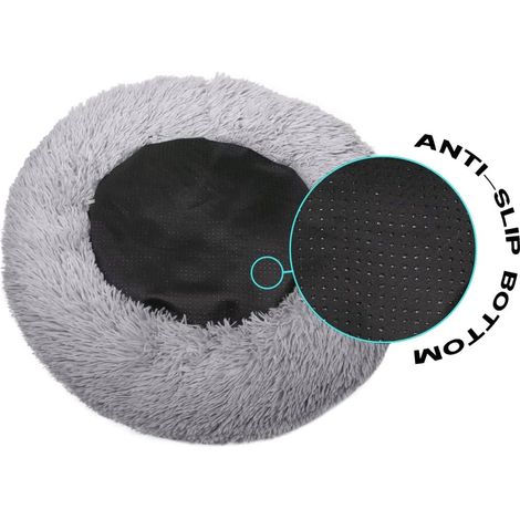 Lit pour chat de 40 cm lit pour chat lavable anti-dérapant rond en peluche lit pour animal de compagnie tapis rond pour chat (gris clair) (1/3)