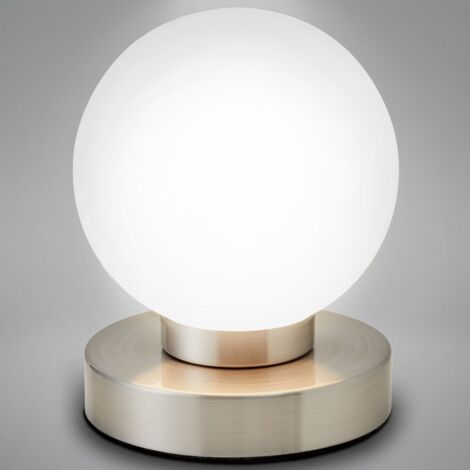 Lampe de chevet tactile, intensité lumineuse variable par paliers,E14,lampe de bureau, lampe chevet, lampe de table, 12,6x15,7 cm,nickel mat