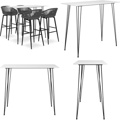 Ensemble de bar 5 pcs Blanc et gris - Ensemble De Bar - Meuble De Salle À Manger - Table De Bar - Tabouret De Bar - Mobilier Moderne - Home & Living (1/5)