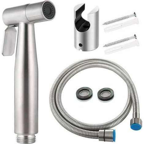 FENOPLASTICAKit Bidet WC avec Douchette - Pulverisateur Bidet a Main- Pomme de Douche Toilette avec Tuyau + Support en Inox + 2 Joint (1/5)