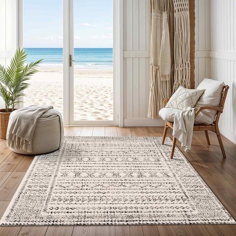 SURYA Tapis Scandinave Bohème Blanc/Noir 152x213 cm (1/5)