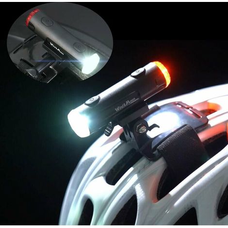 Luz delantera y trasera para casco de bicicleta, luz delantera y trasera para casco de hasta 200 lm, 5 modos de luz intermitente, luz para casco de equitación impermeable recargable por USB (1/5)