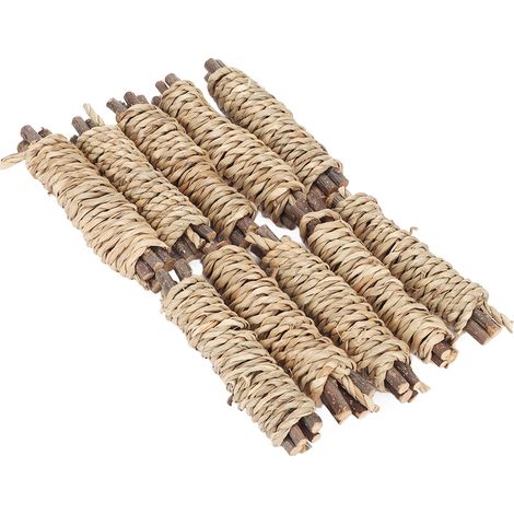 Lot de 10 bâtonnets à mâcher pour lapins et hamsters, pour soulager l'ennui et favoriser le nettoyage des dents. Bâtonnets molaires naturels en jonc de mer. (1/5)