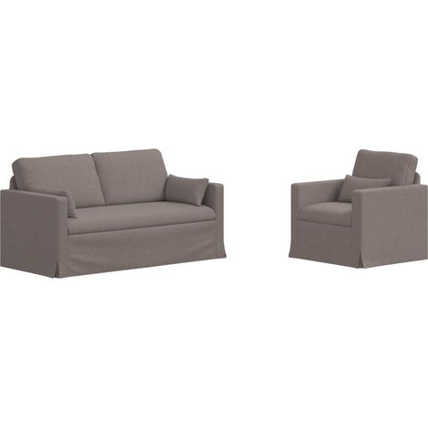 Ensemble de Canapés 2 pcs Salon de jardin Taupe 158 x 78 x 80 cm tissu (1/5)