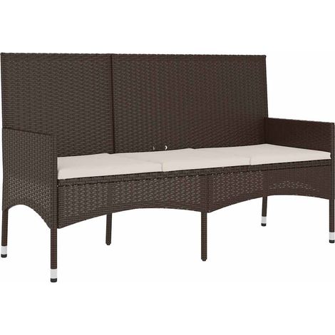 Maison Exclusive - Panca da Giardino a 3 Posti con Cuscini in Polyrattan Marrone